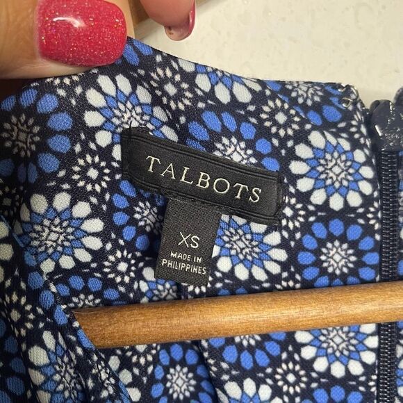 Talbots Women’s Blue V Neck Mid Sleeve Midi Dress Size XS - Picture 6 of 9